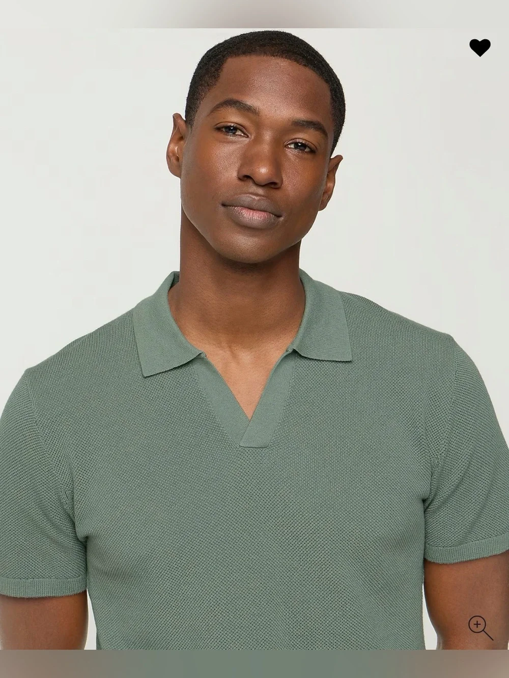 J. Crew 100% Cotton moss-stitch johnny-collar sweater-polo green shirt sleeve L